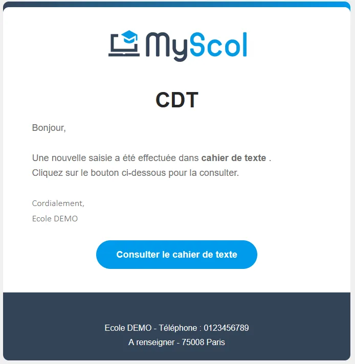 notification des nouveautés de MyScol pour les parents