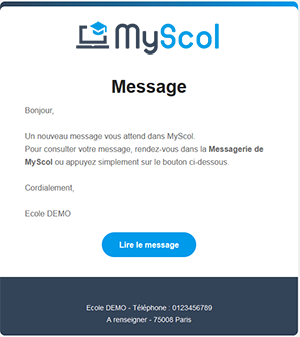 Notification pour les parents du dossier scolaires