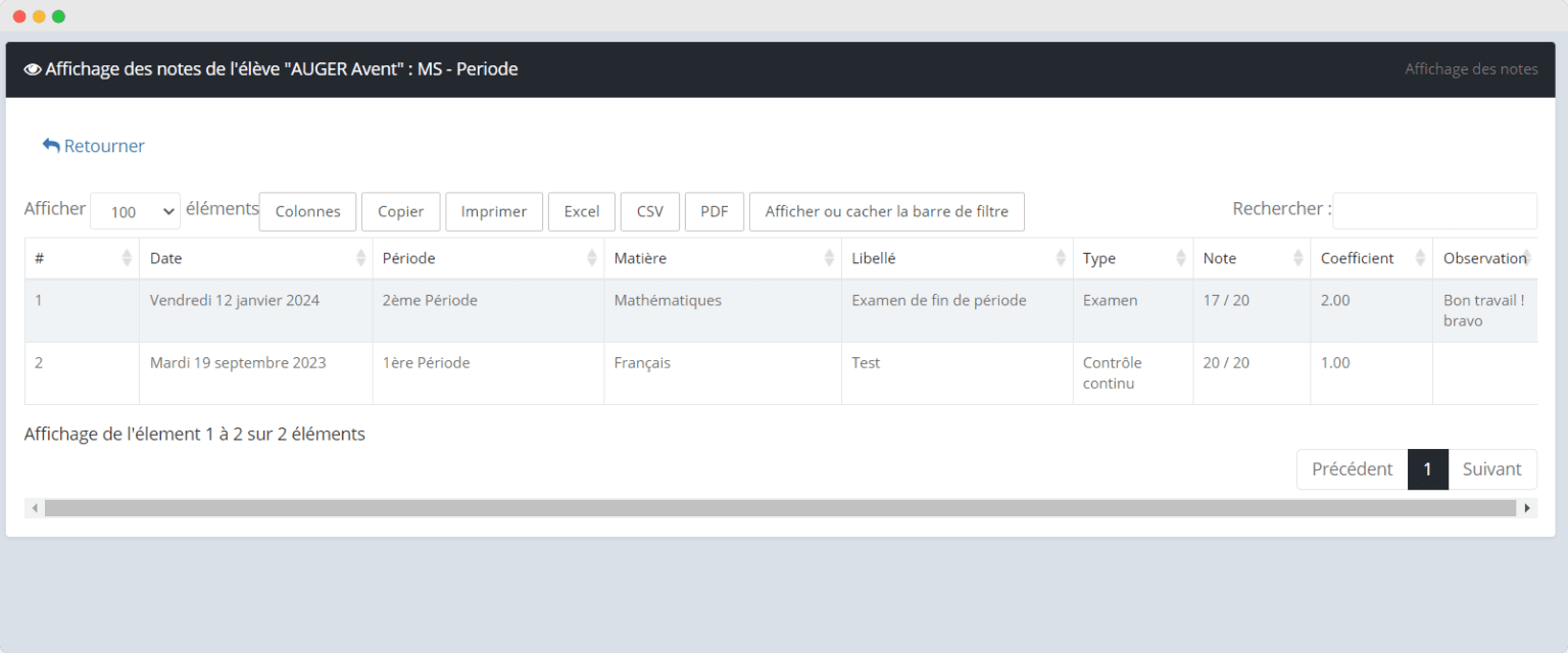 Logiciel de gestion des notes scolaires