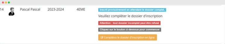 Modifier le dossier scolaire