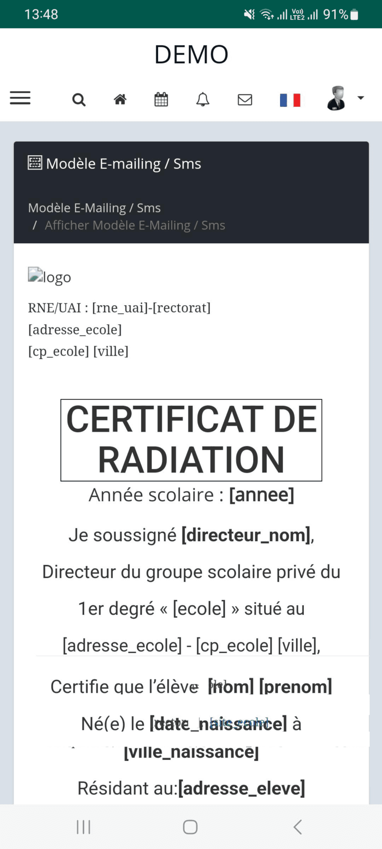 certificat de radiation en ligne sur mobile