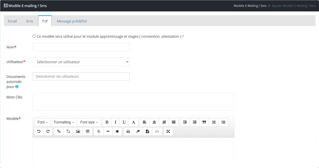 Ajouter des modèles de documents en ligne