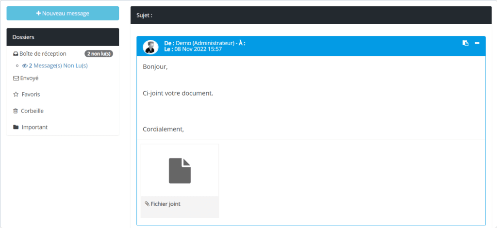 Message pour les documents en ligne